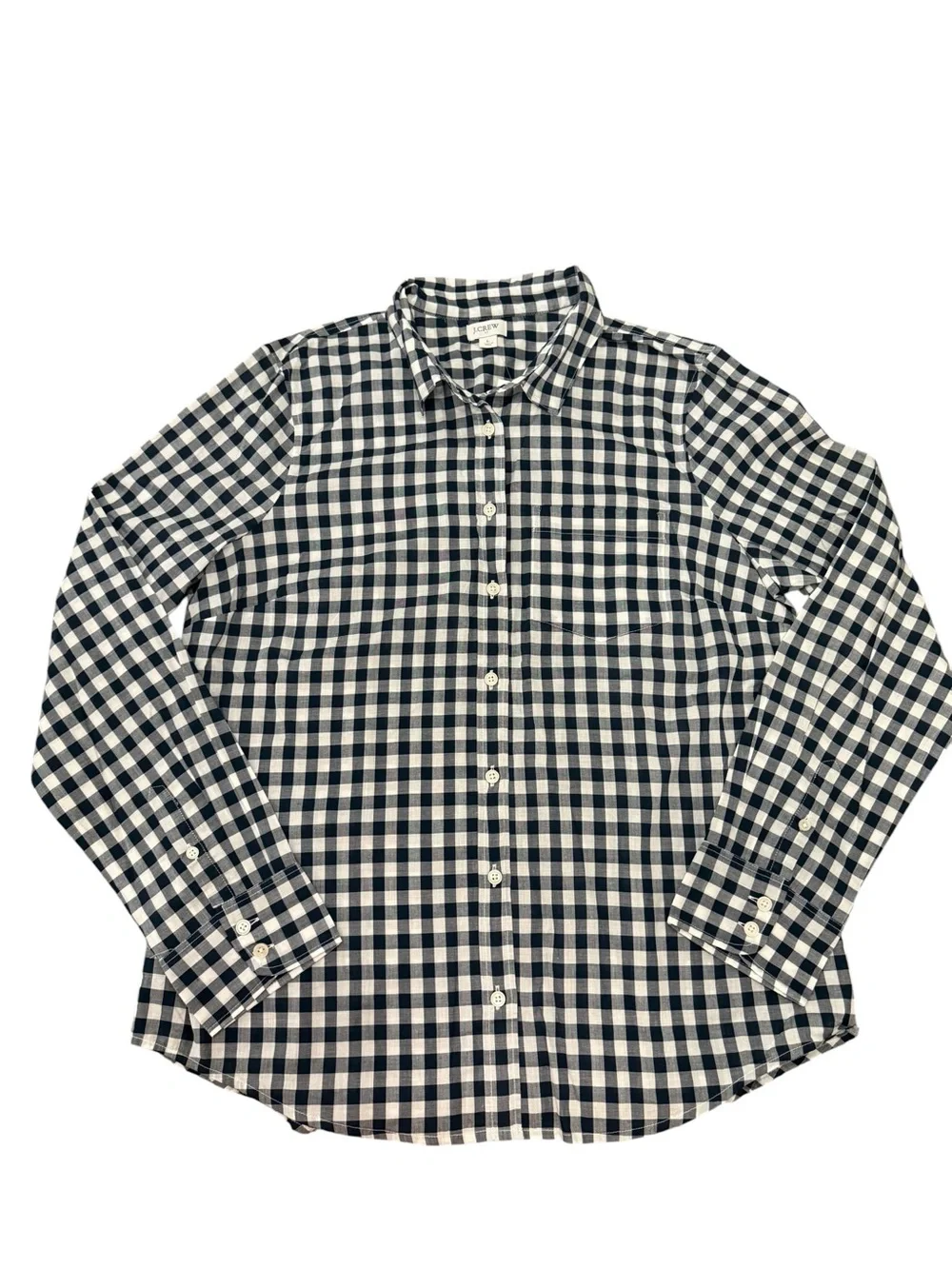 J.Crew NWT Classic Plaid Shirt in Signature Fit Navy White Gingham Womens Size L